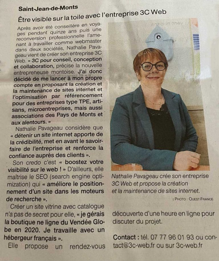 article ouest france création 3c web mars 2025